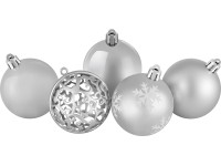Sada vánočních ozdob Ornament koule plastové matné/lesklé stříbrné pr. 6 cm 25ks Sada vánočních ozdob Ornament koule plastové matné/lesklé stříbrné pr. 6 cm 25ks