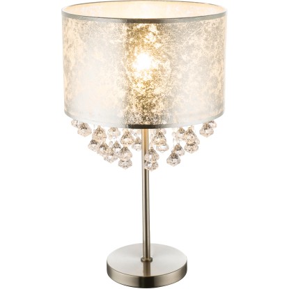 GLOBO Stolní lampa Amy stříbrné barvy pr. 32 cm