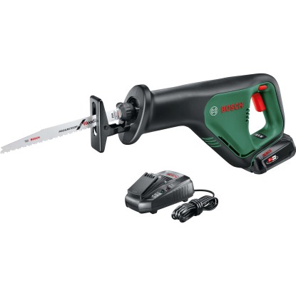 Akumulátorová pila ocaska Bosch 18 V AdvancedRecip 18 s akumulátorem, nabíječkou a pilovým listem.