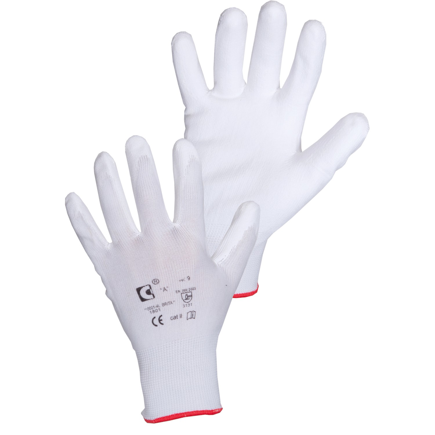 CXS Pracovní rukavice BRITA, s blistrem, máčené v polyuretanu, bílé, vel. 10