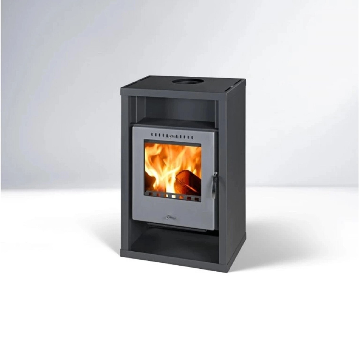 THORMA Krbová kamna HÖRBY, 7kW, černá/šedá dvířka, 55,8 x 37,5 x 90,3 cm