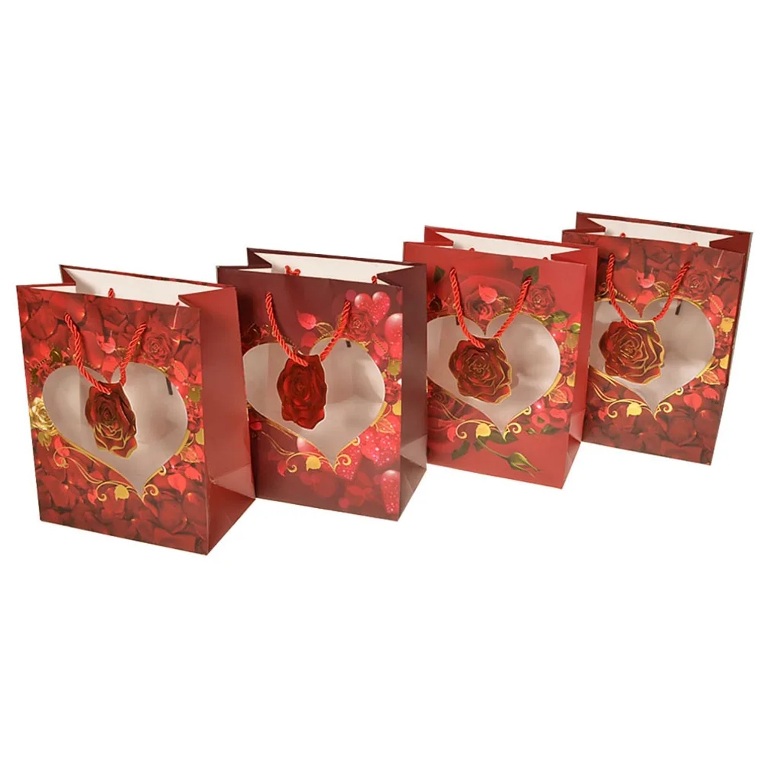 EverGreen Dárková taška srdce a růže, různé druhy, 18 x 23 x 10 cm, 1 ks