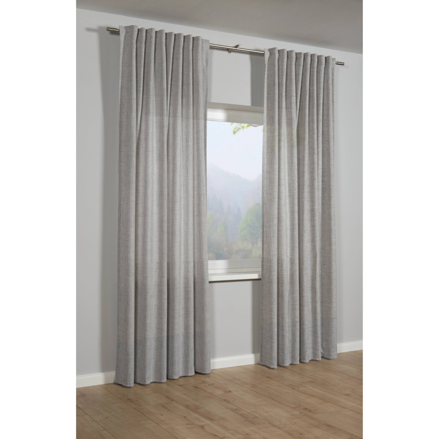 Bennetti Závěs se skrytými poutky, lněný vzhled, stříbrnošedý, 245 x 140 cm