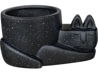 Keramický květináč kočka, černá, 12 x 25 x 18 cm