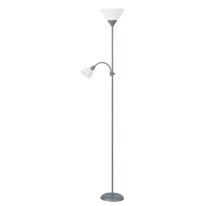 Rabalux Stojací lampa Action E27, kov/plast, stříbrná, pr. 24,2 x 178 cm