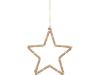 LED závěsná dekorace hvězda s jutovým lankem, 20 LED, pr. 36 cm