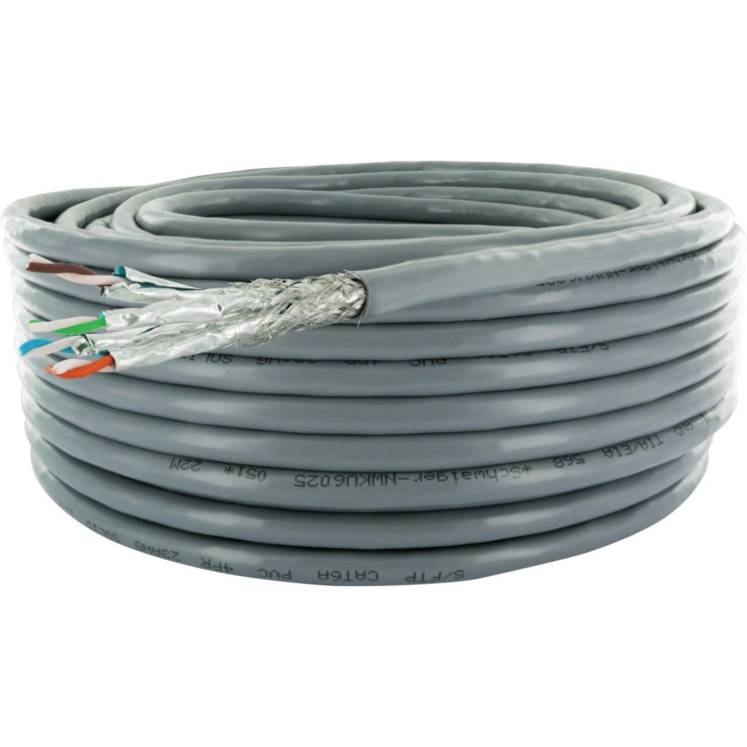 Schwaiger Síťový kabel CAT 6a S/FTP 25 m šedý