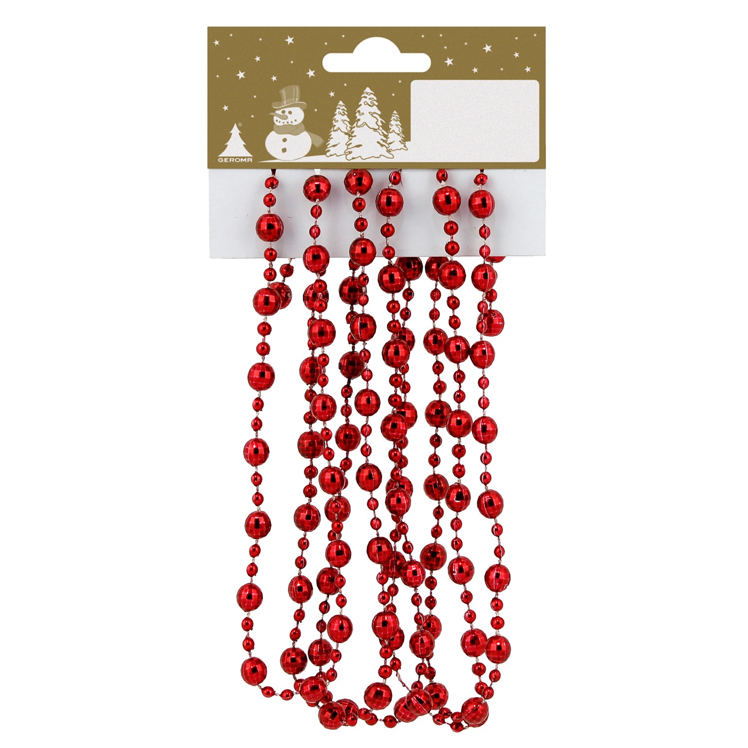 Vánoční dekorace kuličkový řetěz, červená, 180 cm