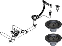 Miló Sifon pro 1,5/2dřezy, automatický, černý matný, pr. 114 mm