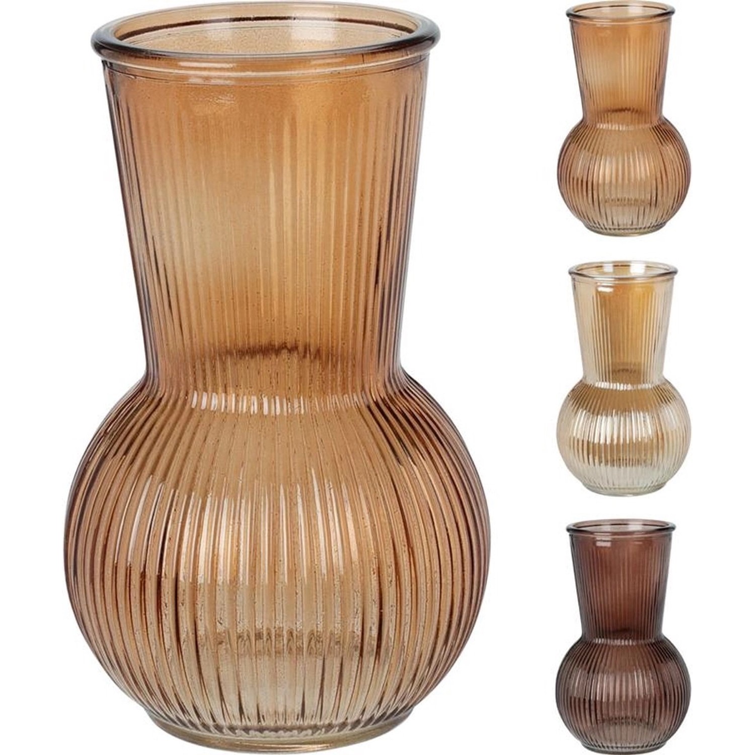 Koopman Skleněná váza s reliéfem, různé druhy, pr. 11,5 x 20 cm