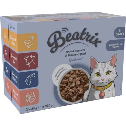 Beatrix Kapsička pro kočky Adult - box, 12 x 85 g