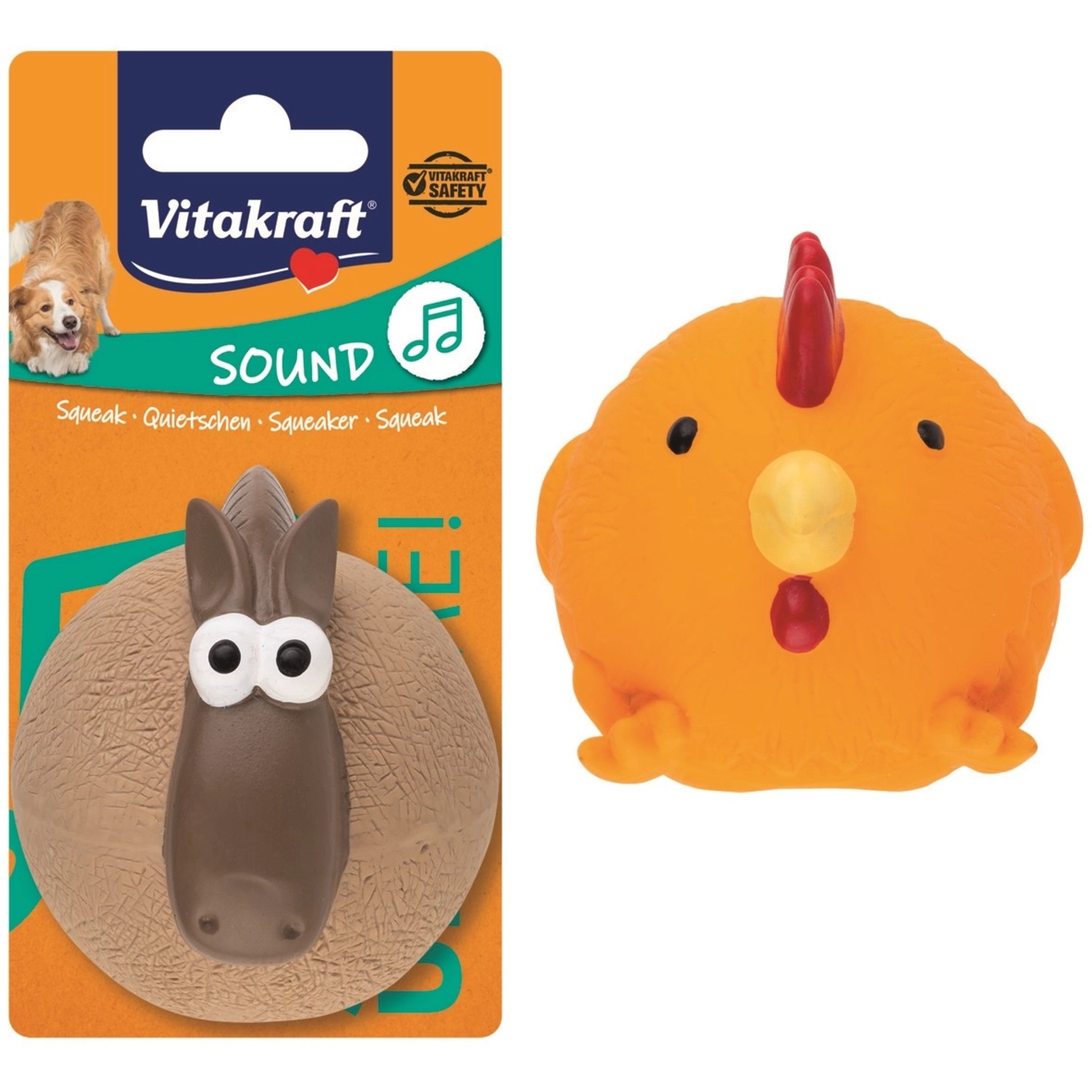 Vitakraft Hračka pro psy Hugo a Pedro pískací, latex, 8 cm