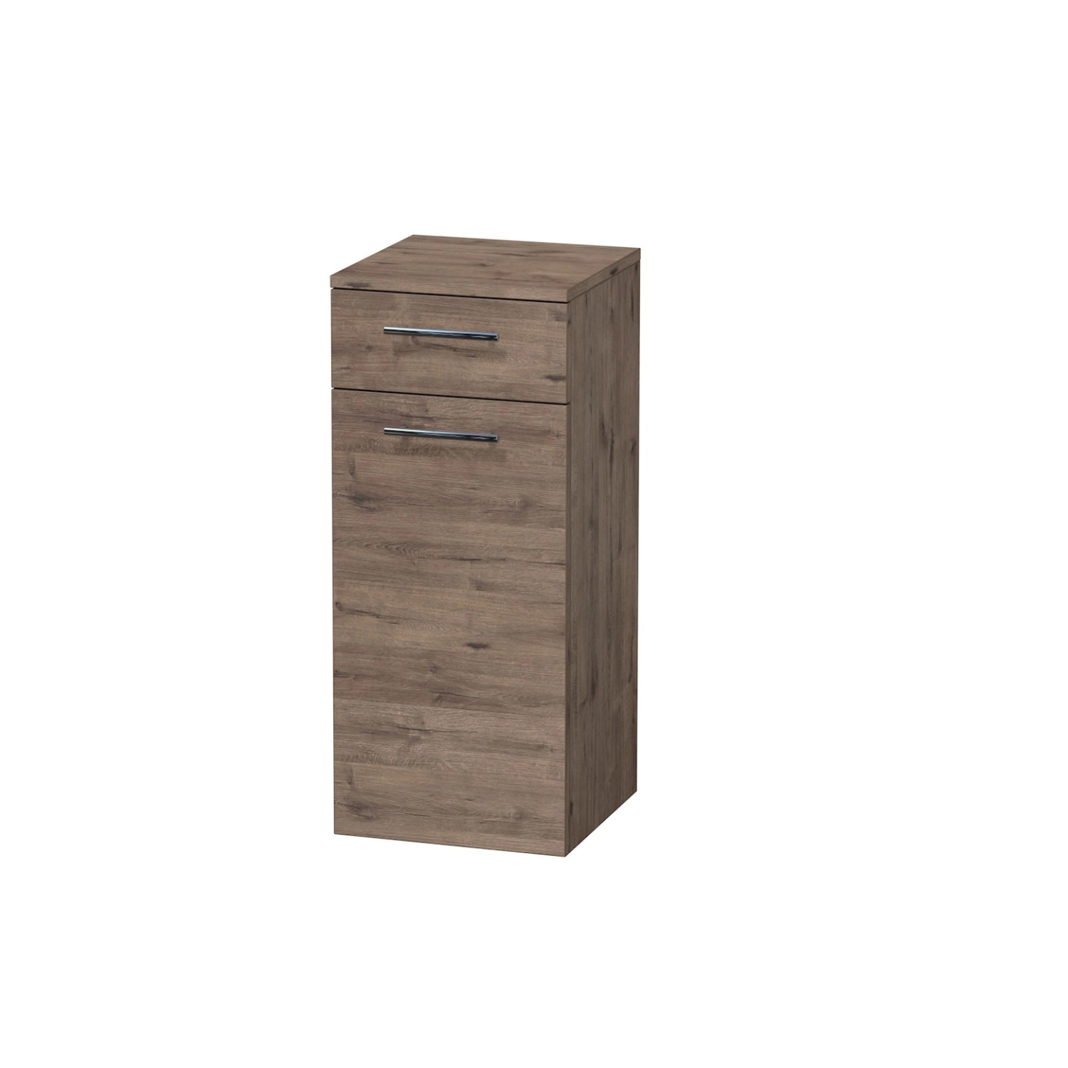 INTEDOOR Nízká skříň BEE, úchyt chrom, 1zásuvka, koš, š. 35cm, dub Wellington