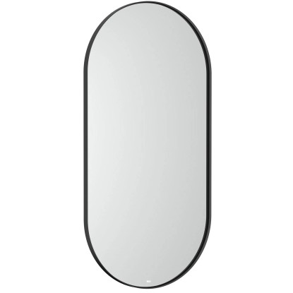 Roca Zrcadlo Luna s LED osvětlením, černý rám, 45 x 90 cm