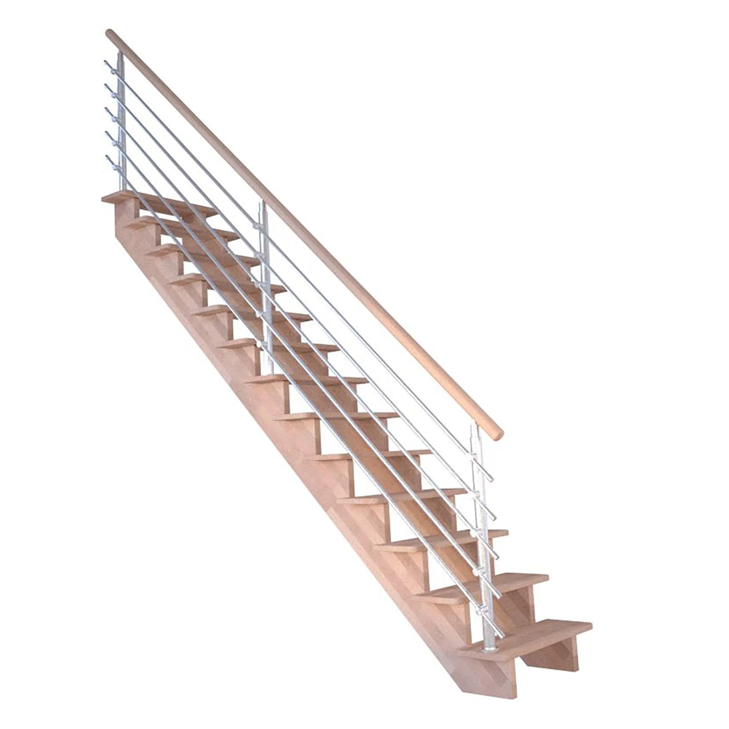 Levně StarWood Schody Lindos Pro bukové rovné 80cm otevřené design. nerez. zábradlí