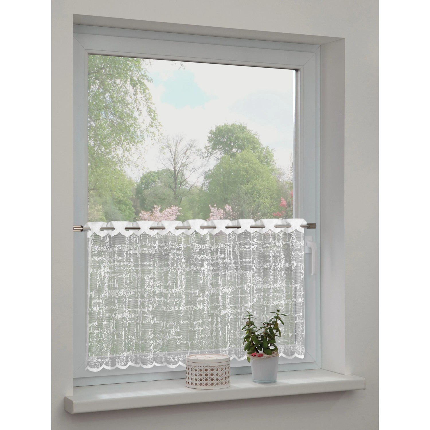 Sehlbach Vitrážová záclona se skrytými poutky, bílá 140 x 60 cm