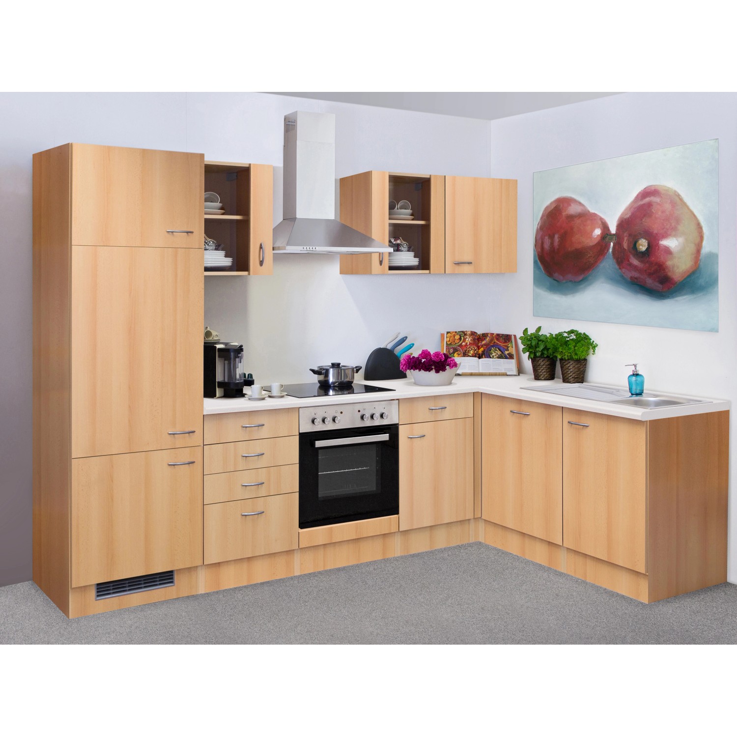 Flex-Well Kuchyně Nano 280 170 cm/typ1-lednice/trouba/varná deska/digestoř/myčka