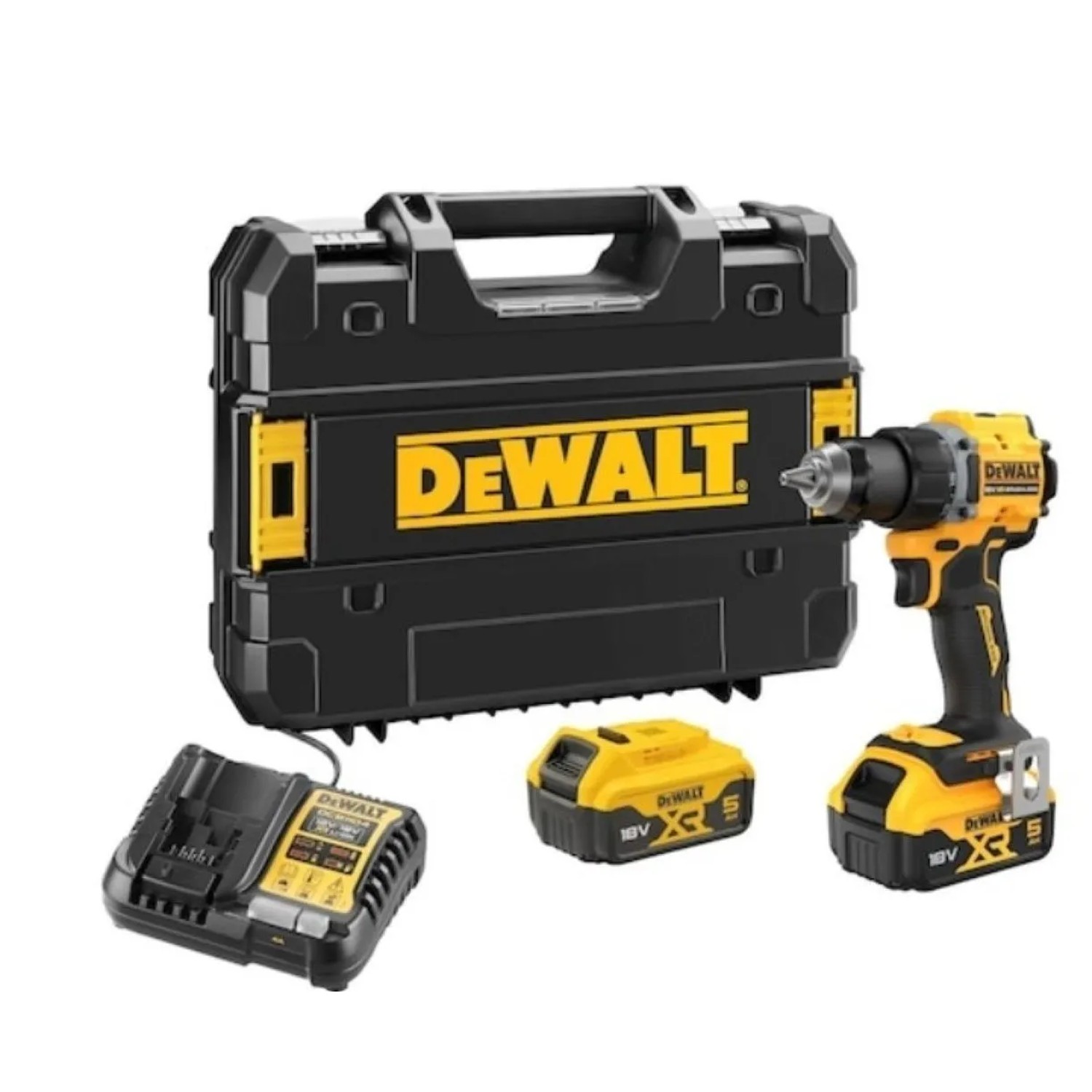 DeWALT 18V XR Aku bezuhlíkový vrtací šroubovák DCD794P2T-QW (2x5,0Ah, kufr)