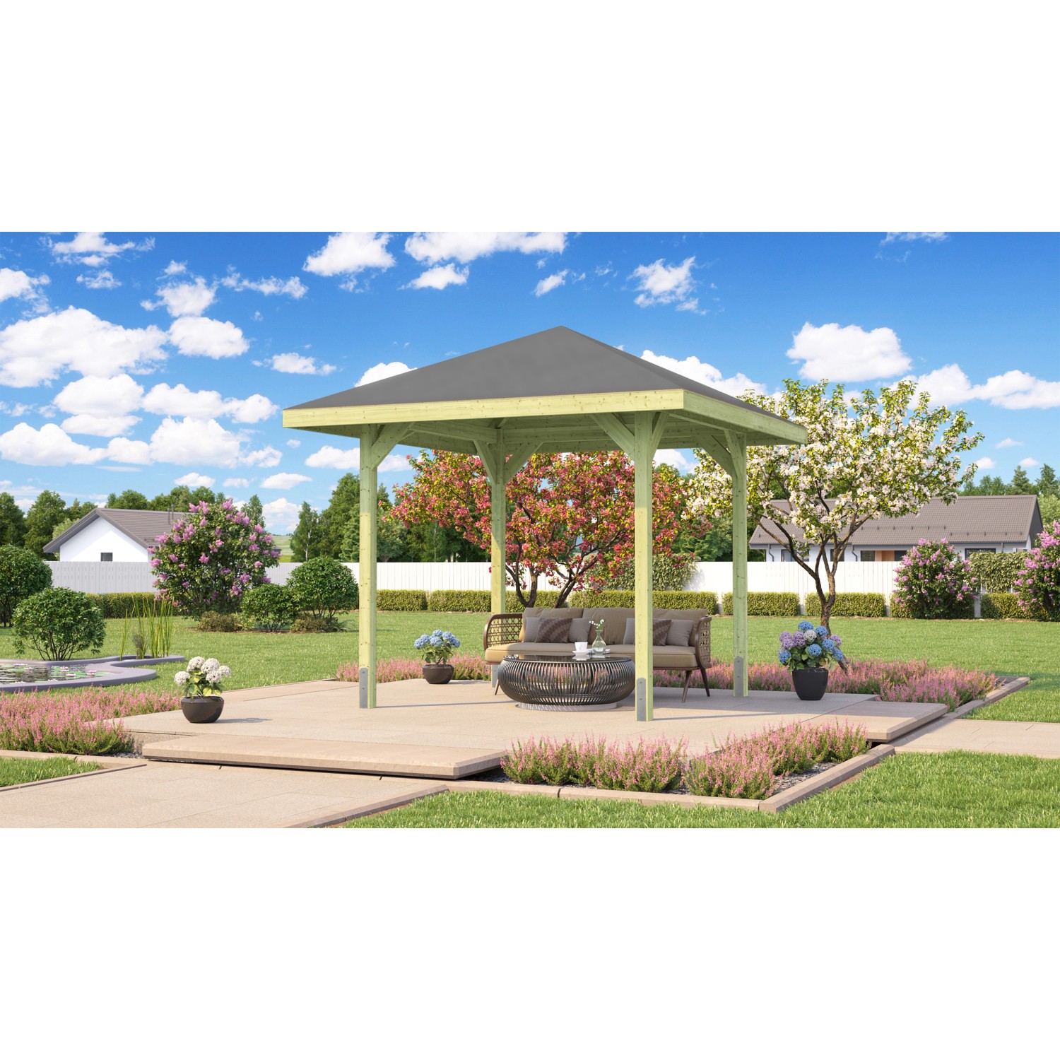 Weka Dřevěný zahradní altán 651 vel. 1 bez šindelů, 294 x 294 x 275 cm