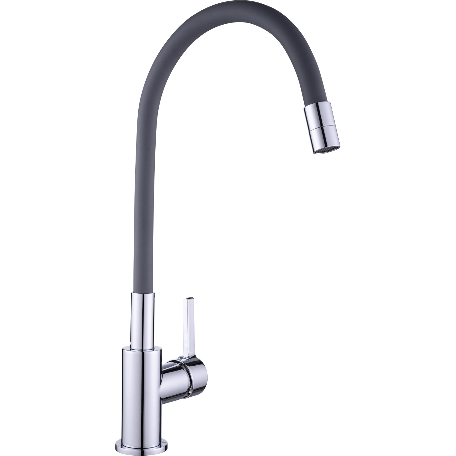 Dřezová stojánková baterie s elastickým ramenem šedá chrom