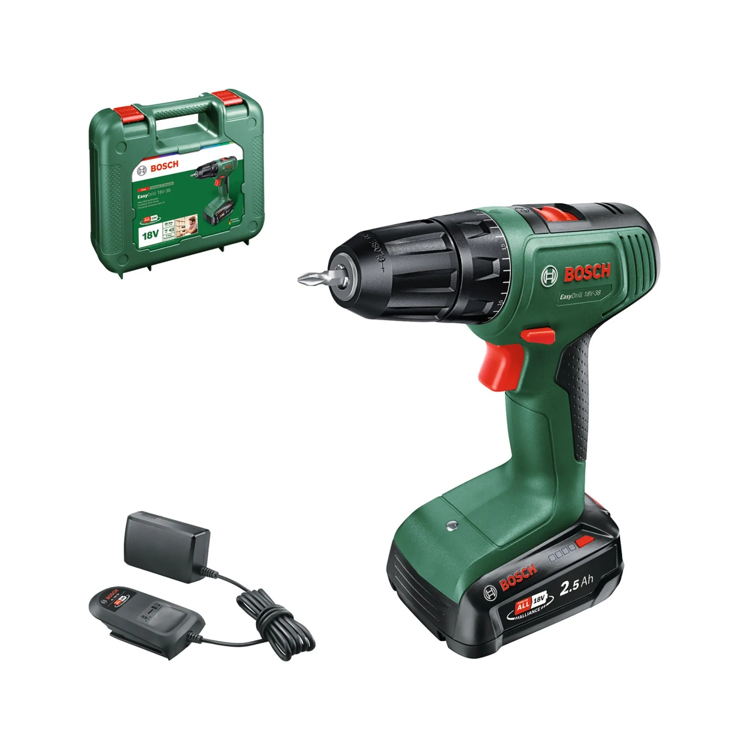 Bosch Aku vrtací šroubovák EasyDrill 18V-38 vč. 1 x 2,5 Ah aku + nabíječka