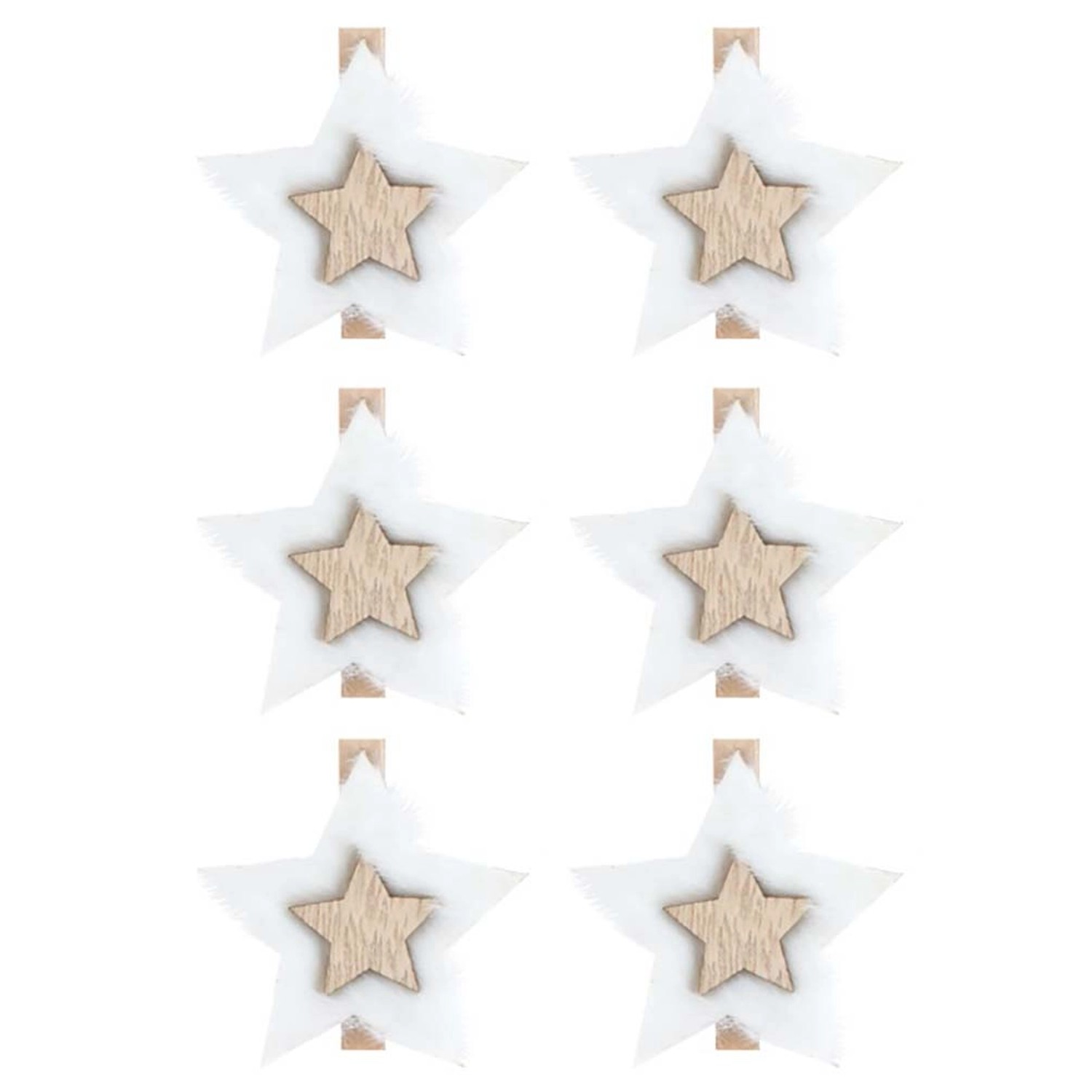 Hvězdy z filcu na kolíčku 4,5 x 0,3 cm, 6 ks v sáčku Anděl Přerov s.r.o.