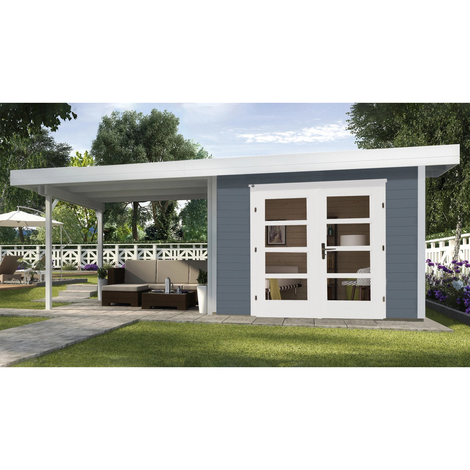 Weka Designový zahradní domek 126 B vel. 1, šedá, 590 x 241 cm