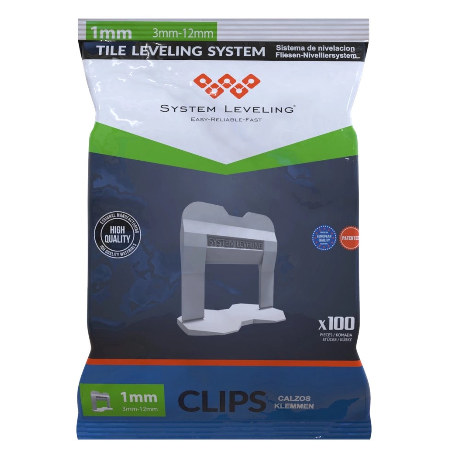 System Leveling Spona pro spáru 1,0 mm (3-12mm), 100 ks