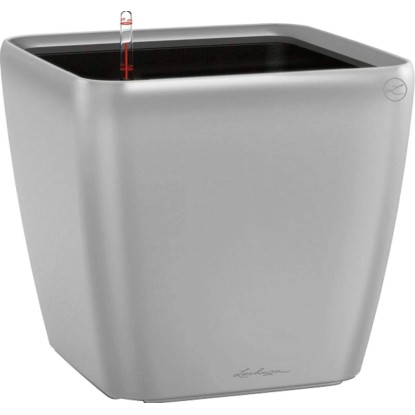 Lechuza Květináč Quadro Premium LS 28, stříbrná metalická, 28 x 28 x 26 cm