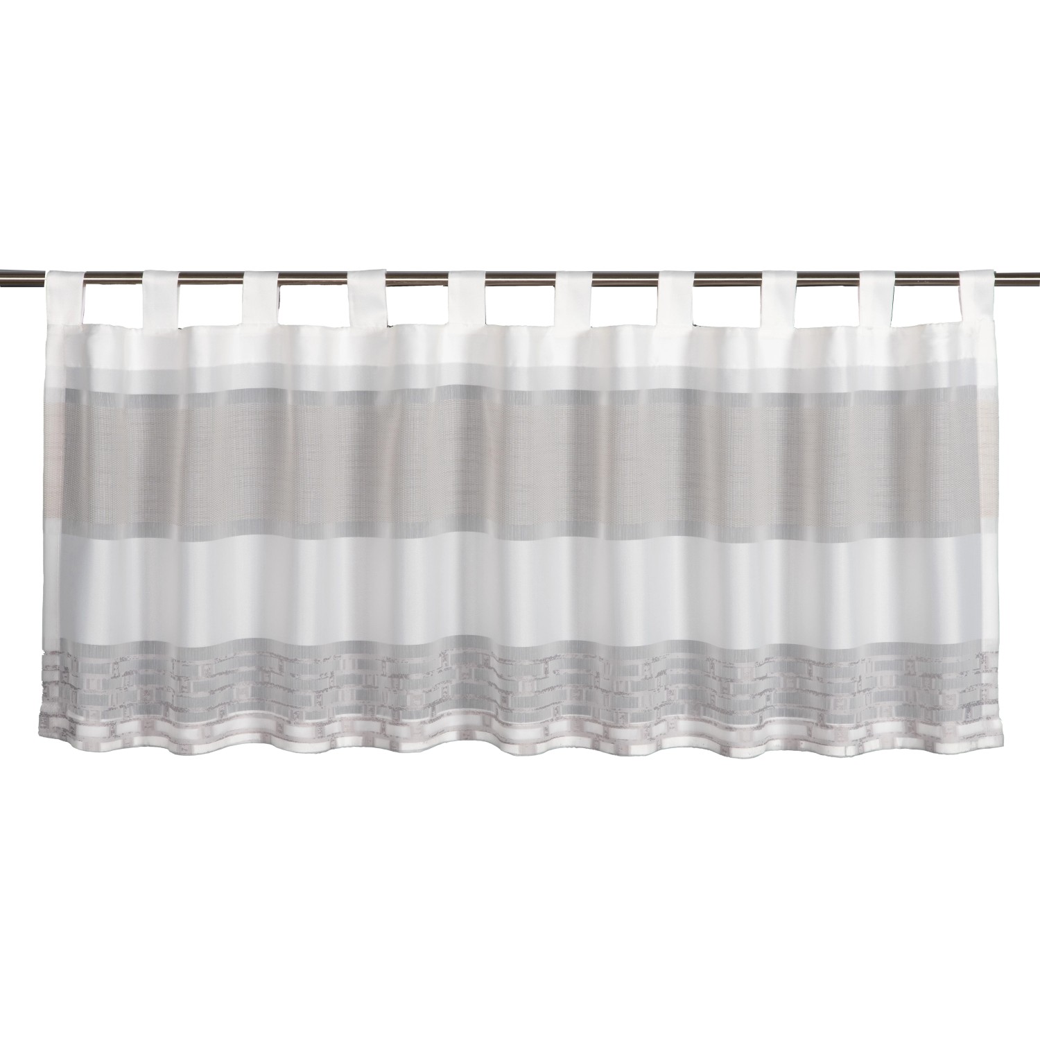 Sehlbach Vitrážová záclona s poutky, žakárové pruhy, taupe, 140 x 45 cm