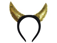 Čertovské rohy na čelence třpytivé, zlaté