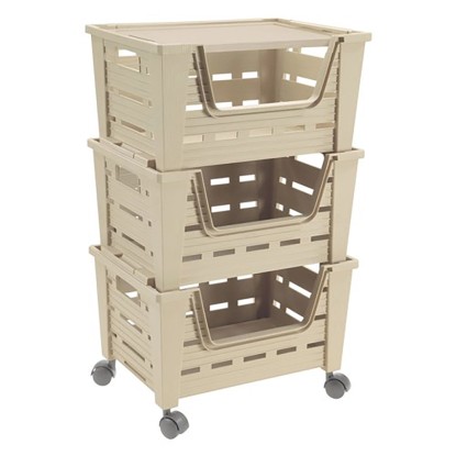 Tontarelli Pojízdné přepravky Eva 3, šedá, 38 x 28 x 63 cm