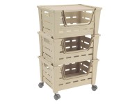 Tontarelli Pojízdné přepravky Eva 3, šedá, 38 x 28 x 63 cm