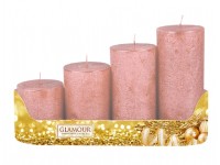 NOHEL GARDEN Adventní svíčky stupňovité rustikální metalické růžové 4 ks