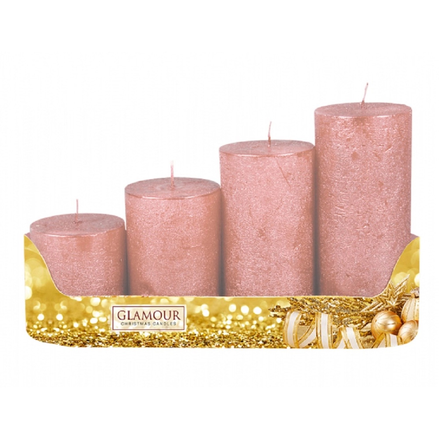 Svíčky adventní STUPŇOVITÉ rustik metal d5x6/8/10/12cm 4ks