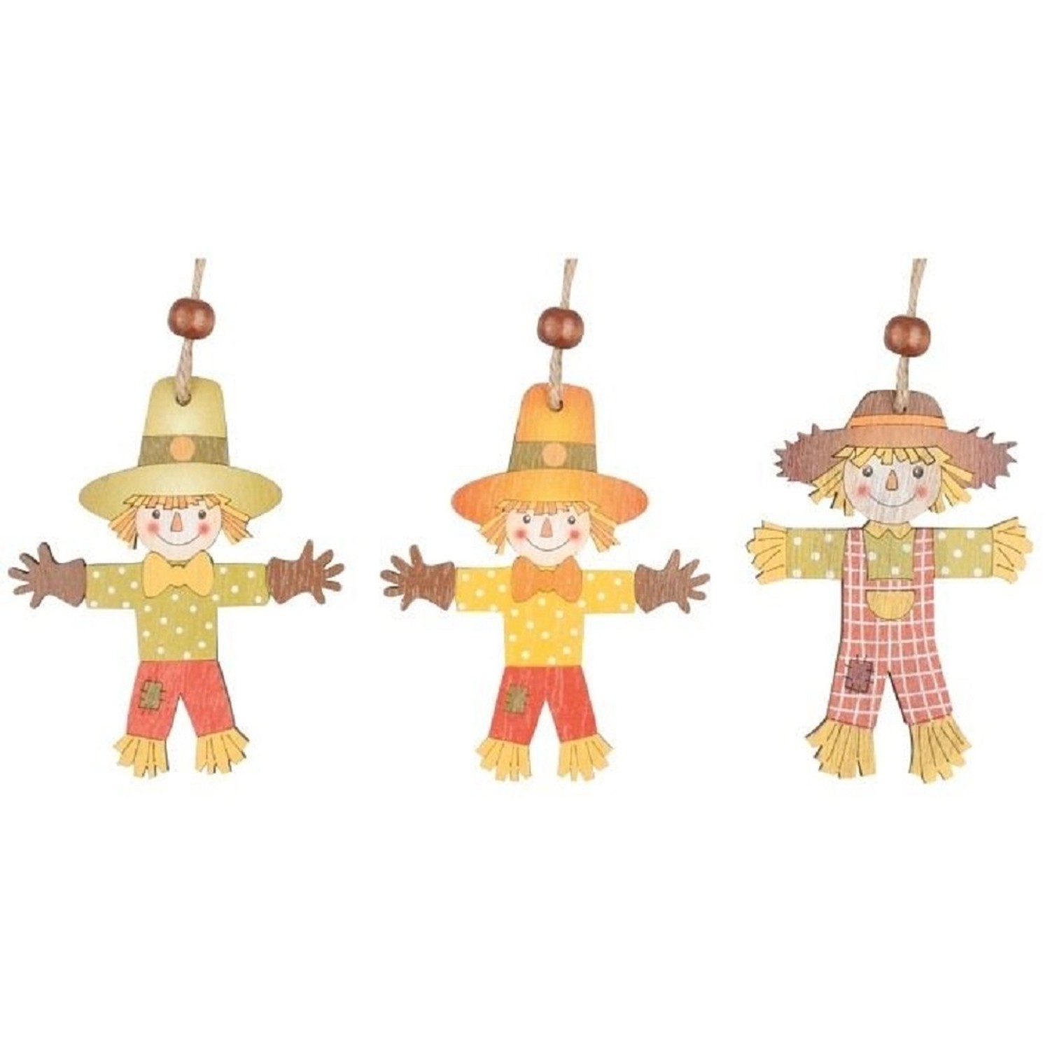 Anděl Přerov Dřevění strašáci na zavěšení, 3 ks, 9 cm