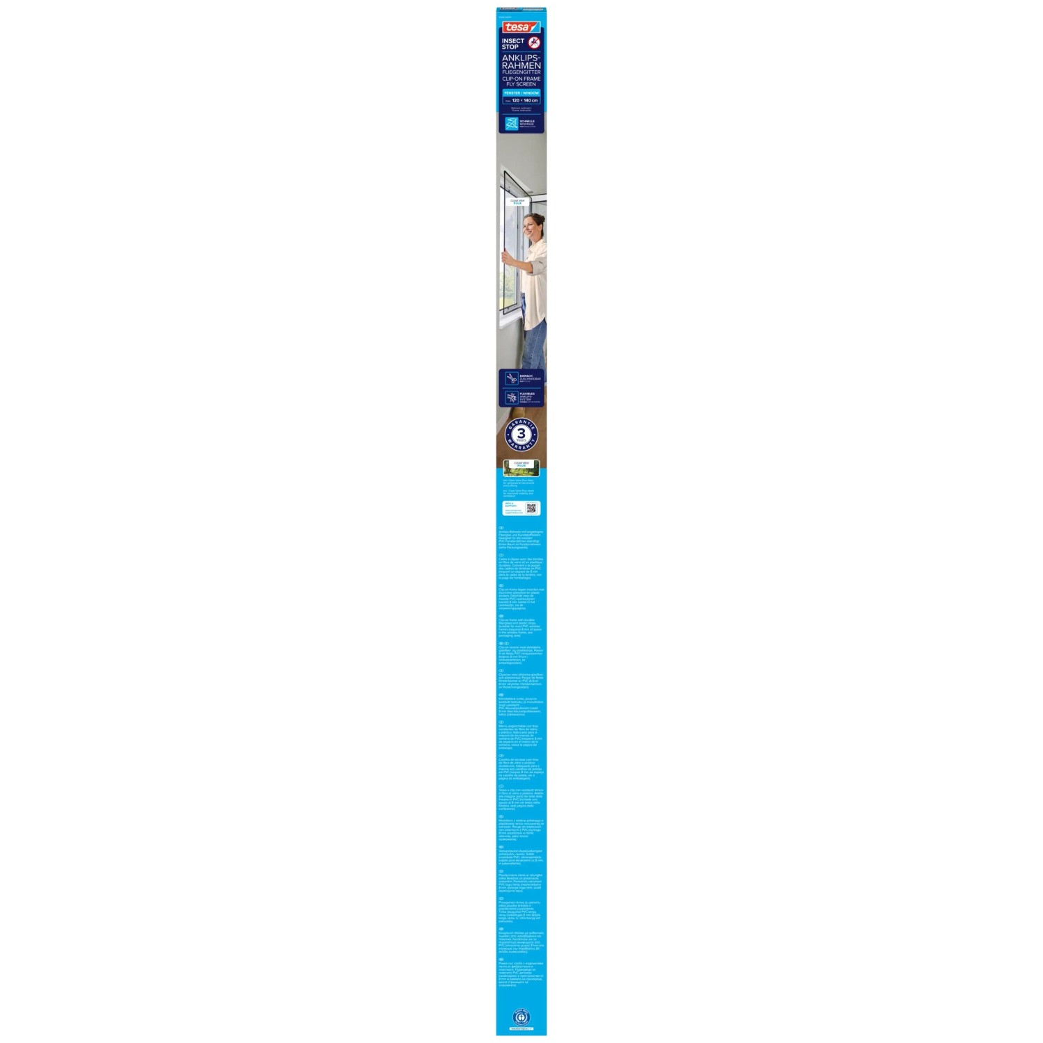 tesa Clip-on rám se sítí proti hmyzu do okna INSECT STOP, antracit, 1,2 x 1,4 m