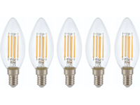 Filamentová LED žárovka C35 E14 4,5W 470lm 2700 K, čirá, 5 ks