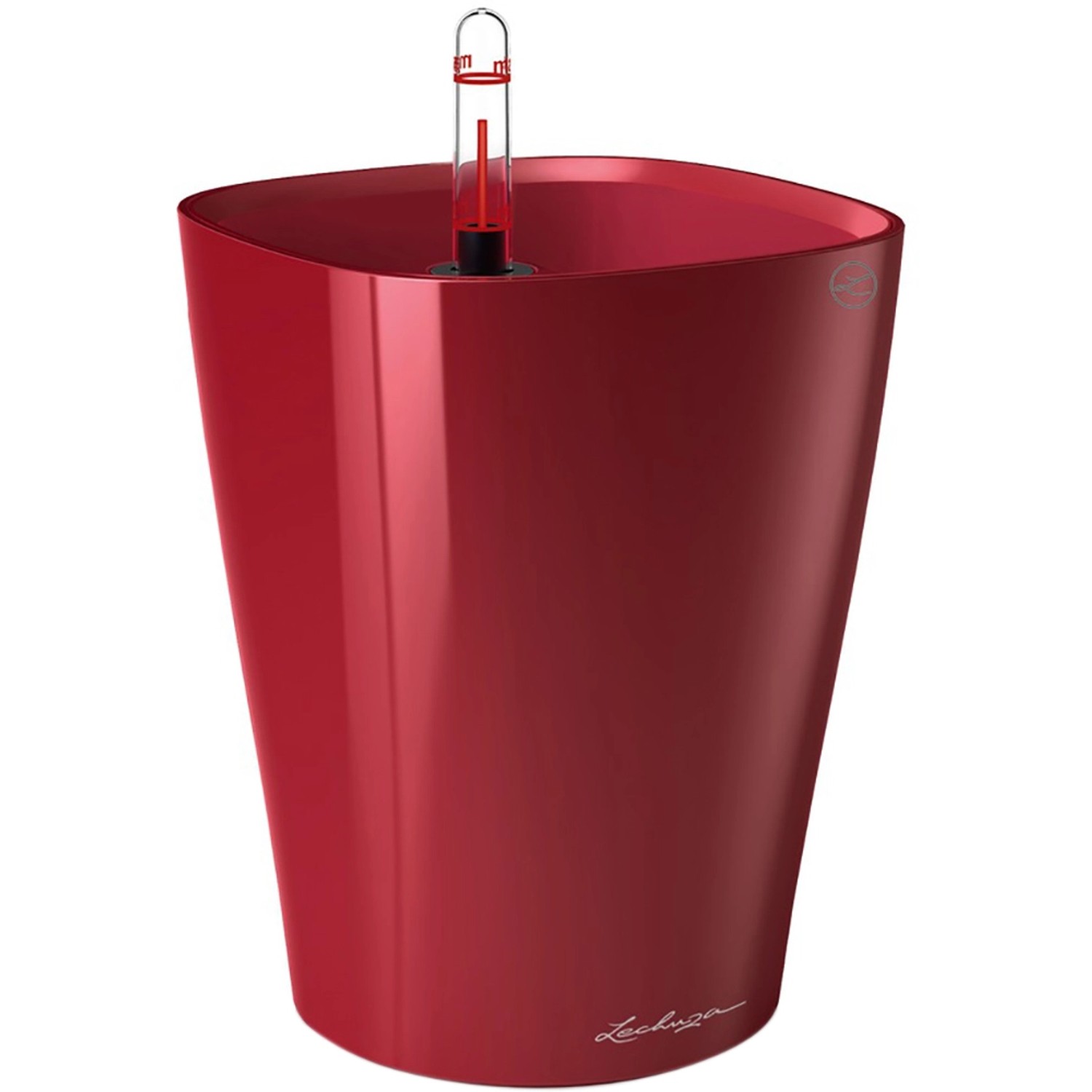 Lechuza Samozavlažovací květináč DELTINI šarlat. červená lesklá, 15 x 15 x 19 cm