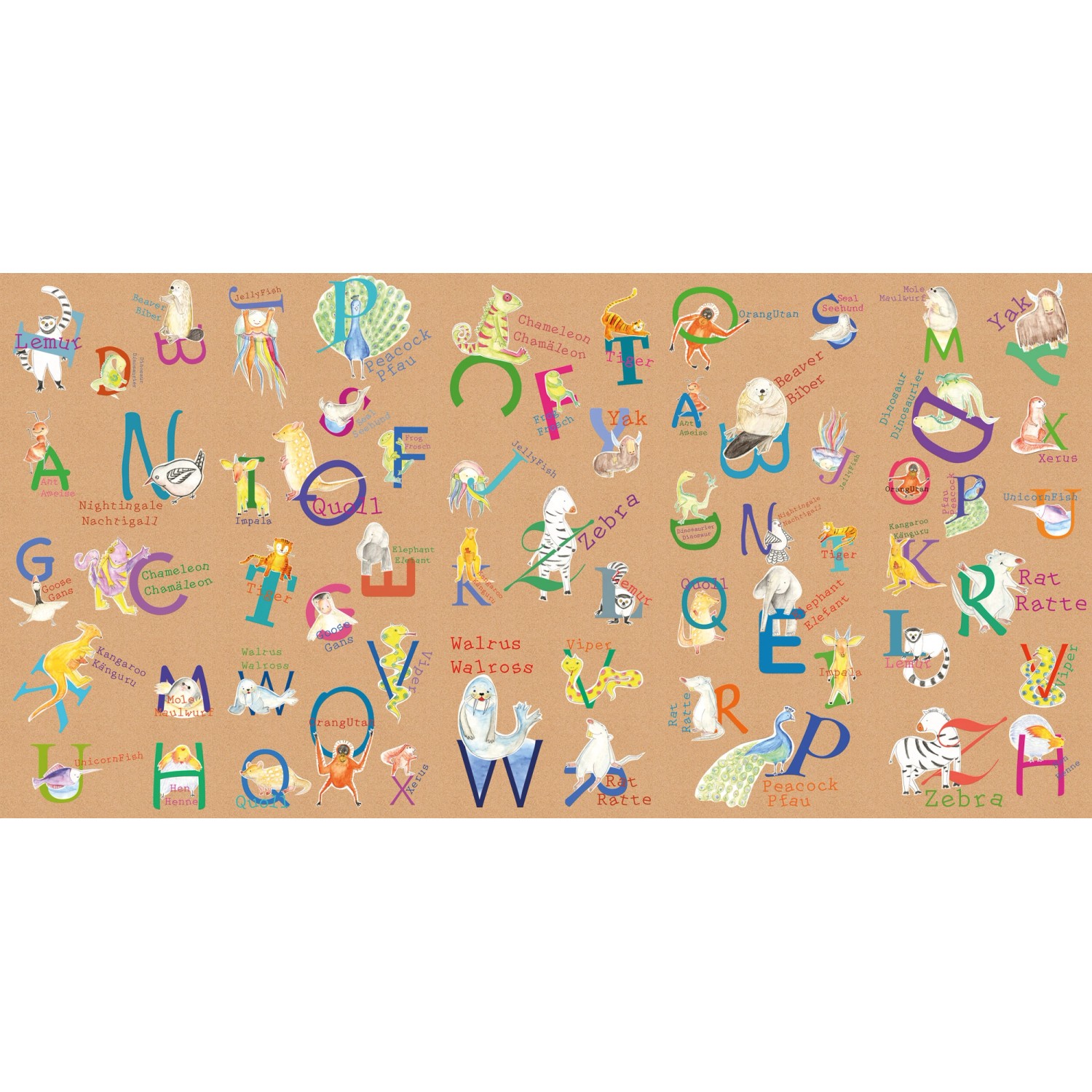 Komar Vliesová fototapeta Animals A-Z 500 x 250 cm