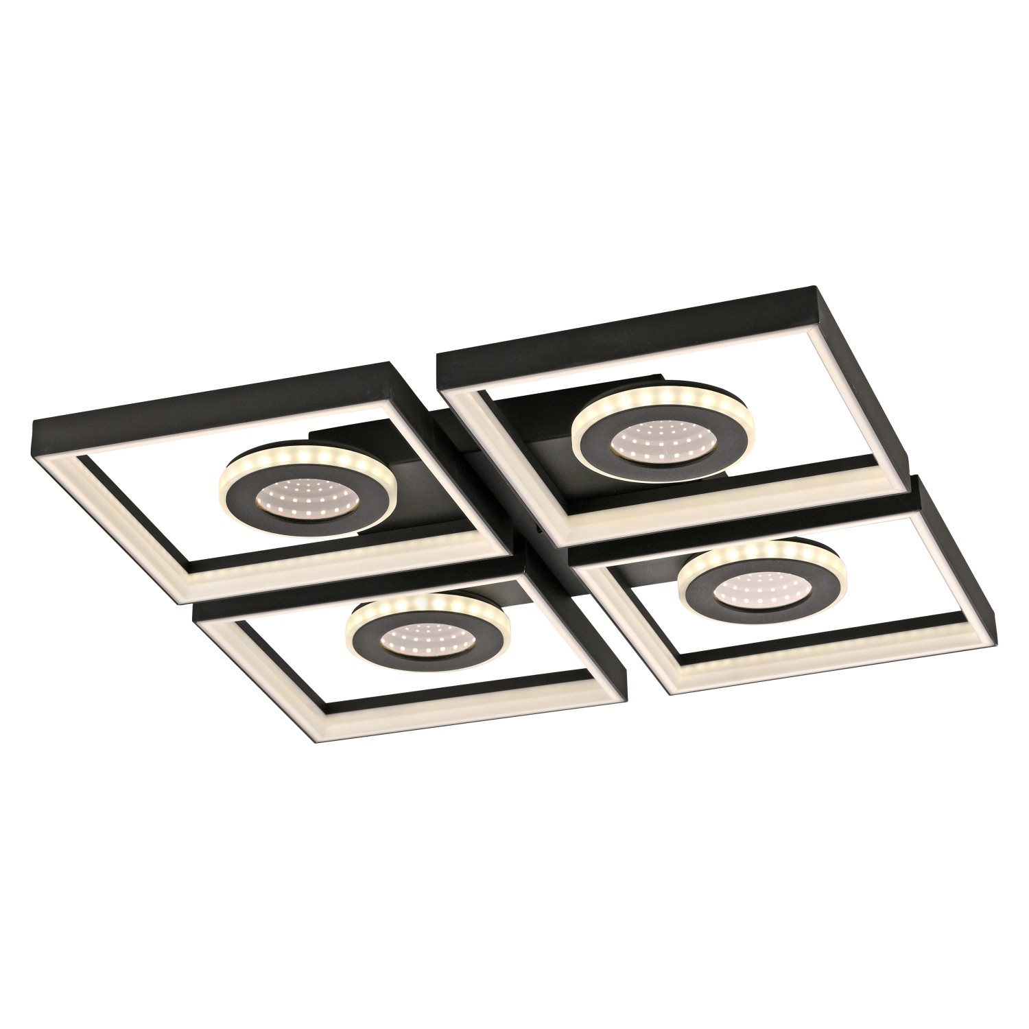 Paul Neuhaus Stropní LED svítidlo Traforo, 35W, 2700-5000K, černá, 53 x 53 cm