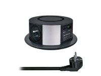 Solight Výsuvný blok 3 zásuvky + USB A+C 20W PD, Wireless 10W, 2 m, černá