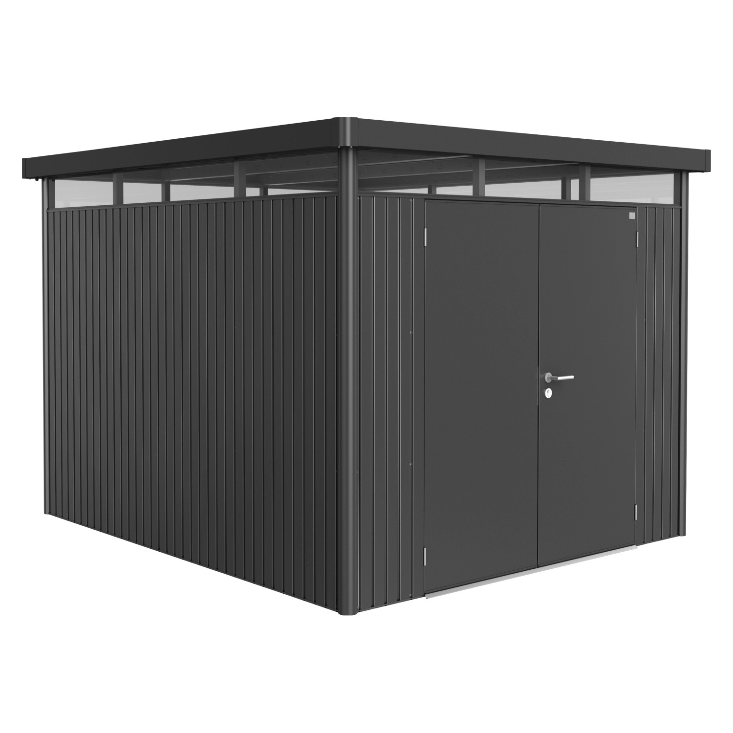 Biohort Plechový domek HighLine H5 2křídlé dveře, tm.šedá, 275 x 315 x 222 cm