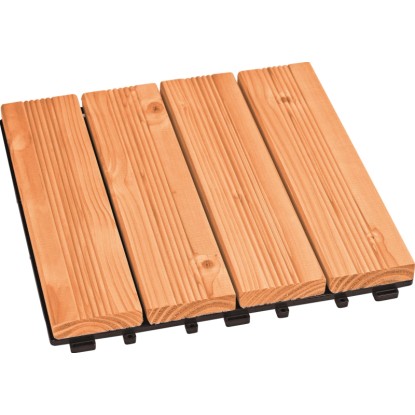 Klikací dlaždice z modřínu, sada 4 ks, 30x30 cm. Dřevěné dlaždice na terasu a balkon.