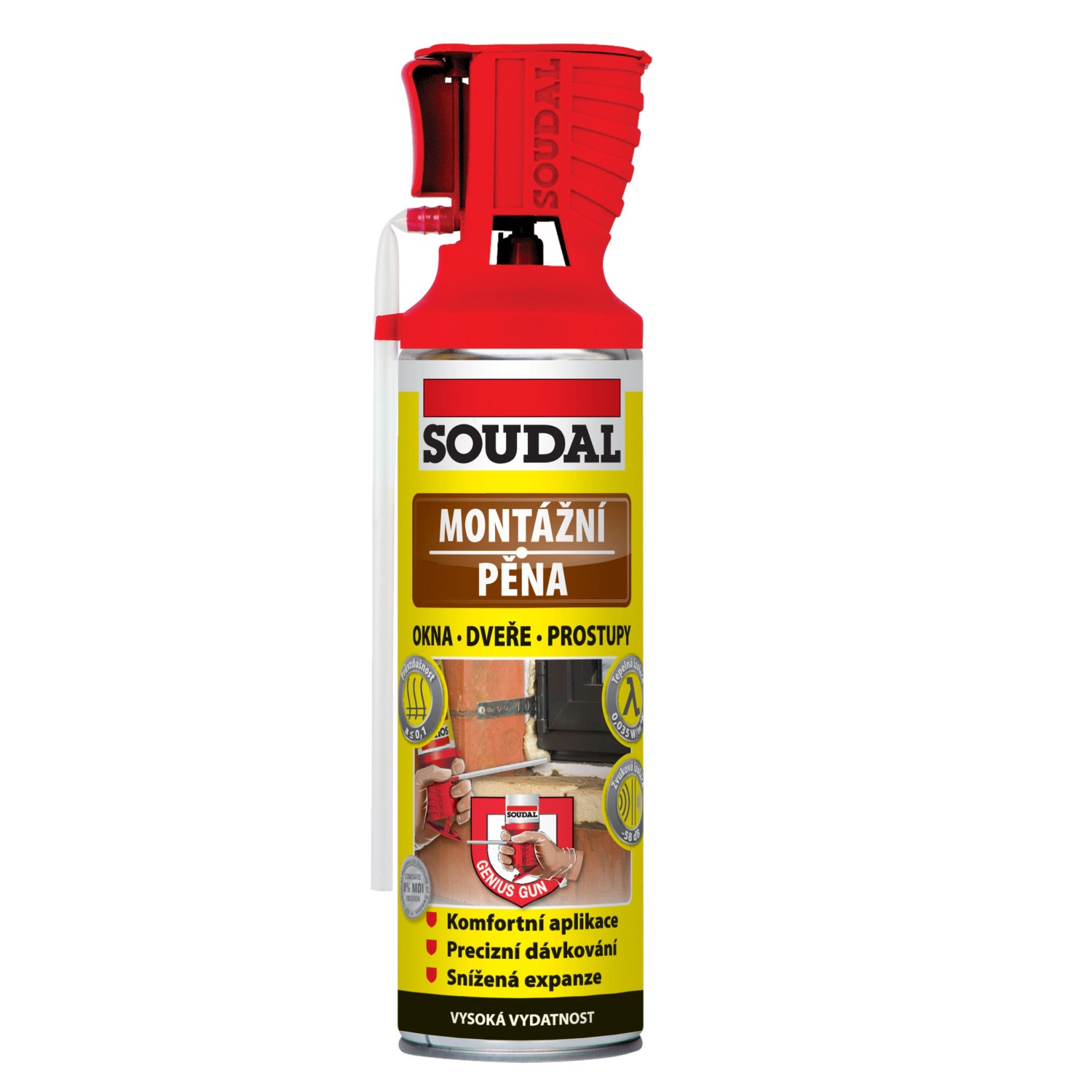 Soudal montážní pěna trubičková Genius Gun 500 ml