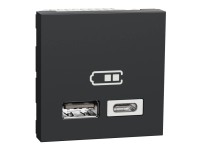 Schneider Electric Dvojitá nabíjecí zásuvka USB-A + USB-C Unica, 2M, antracitová