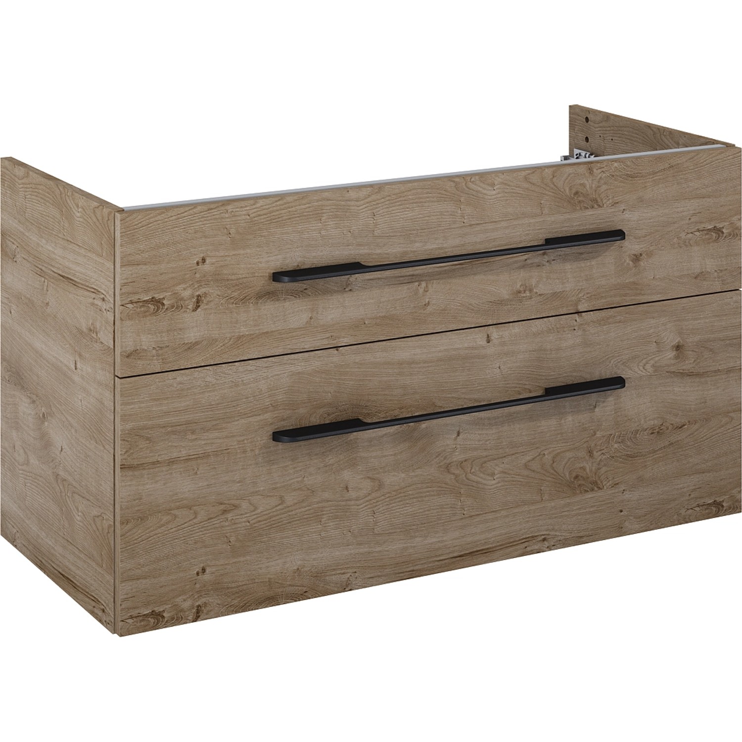 Maximus Skříňka pod umyvadlo Madrid, 2 zás., dub Canela + černé úchytky, 100 cm