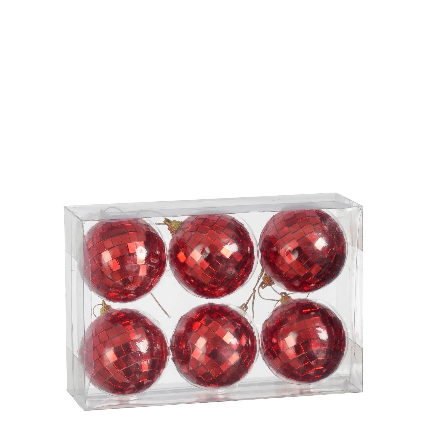 MICA Vánoční ozdoba disco koule červená pr. 6 cm, 6 ks