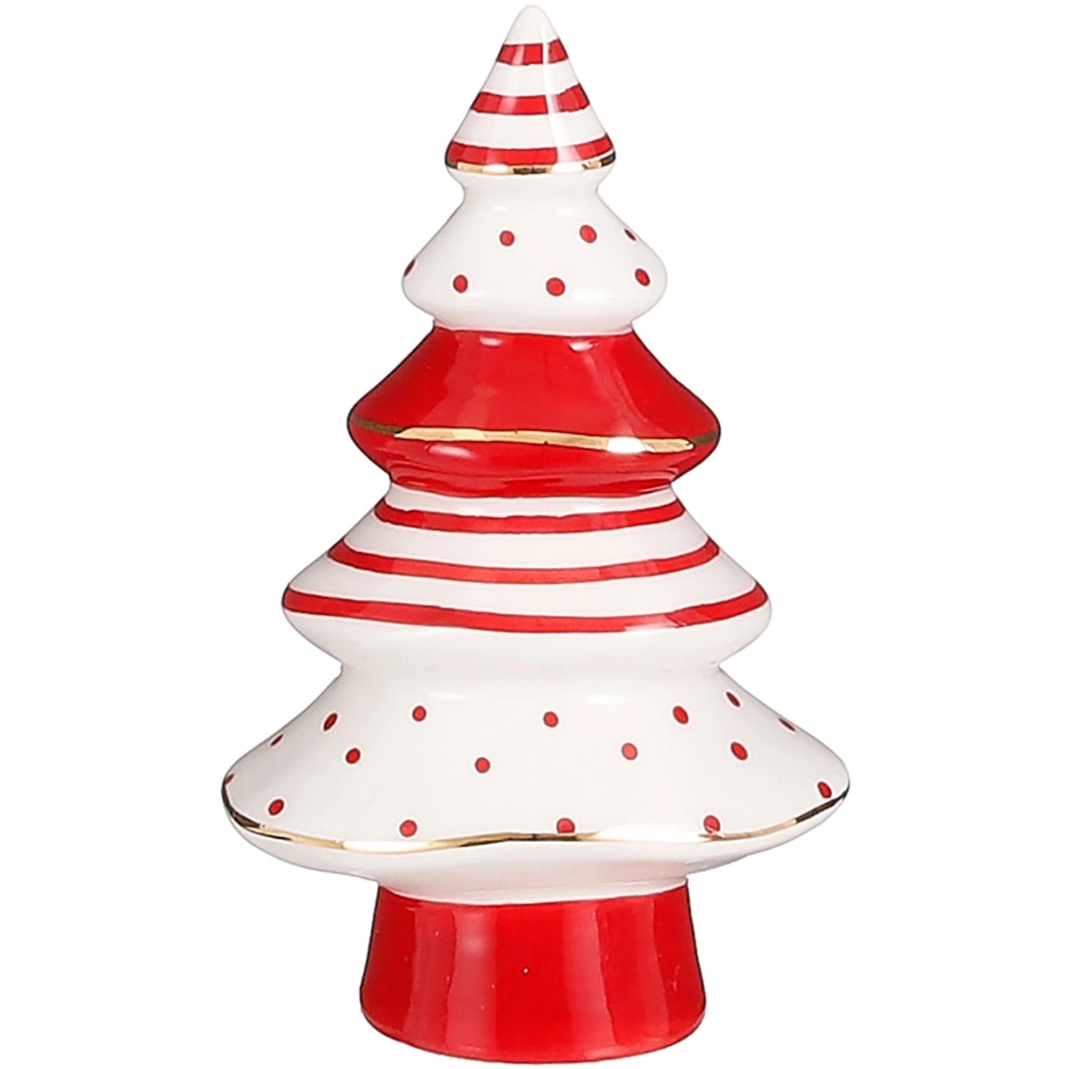 House of Seasons Vánoční dekorace stromeček bílo-červený 12 x 7 cm