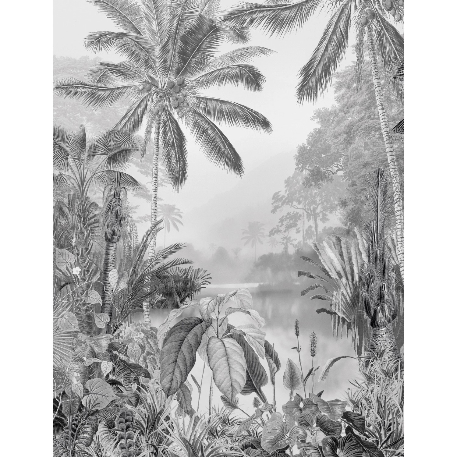 Komar Vliesová fototapeta Lac Tropical Black & White 200 x 280 cm